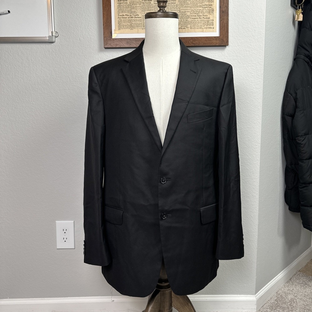 Joseph Abboud Blazer Men 44L Black Super 130s Italian Fabric Loro Piana USA Made
